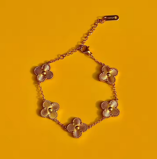 Bracelet en Acier Inoxydable - Fleurs Élégantes