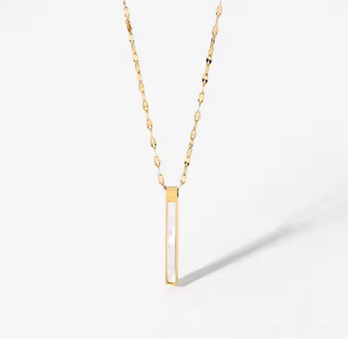Collier en Acier Inoxydable - Barre Nacrée