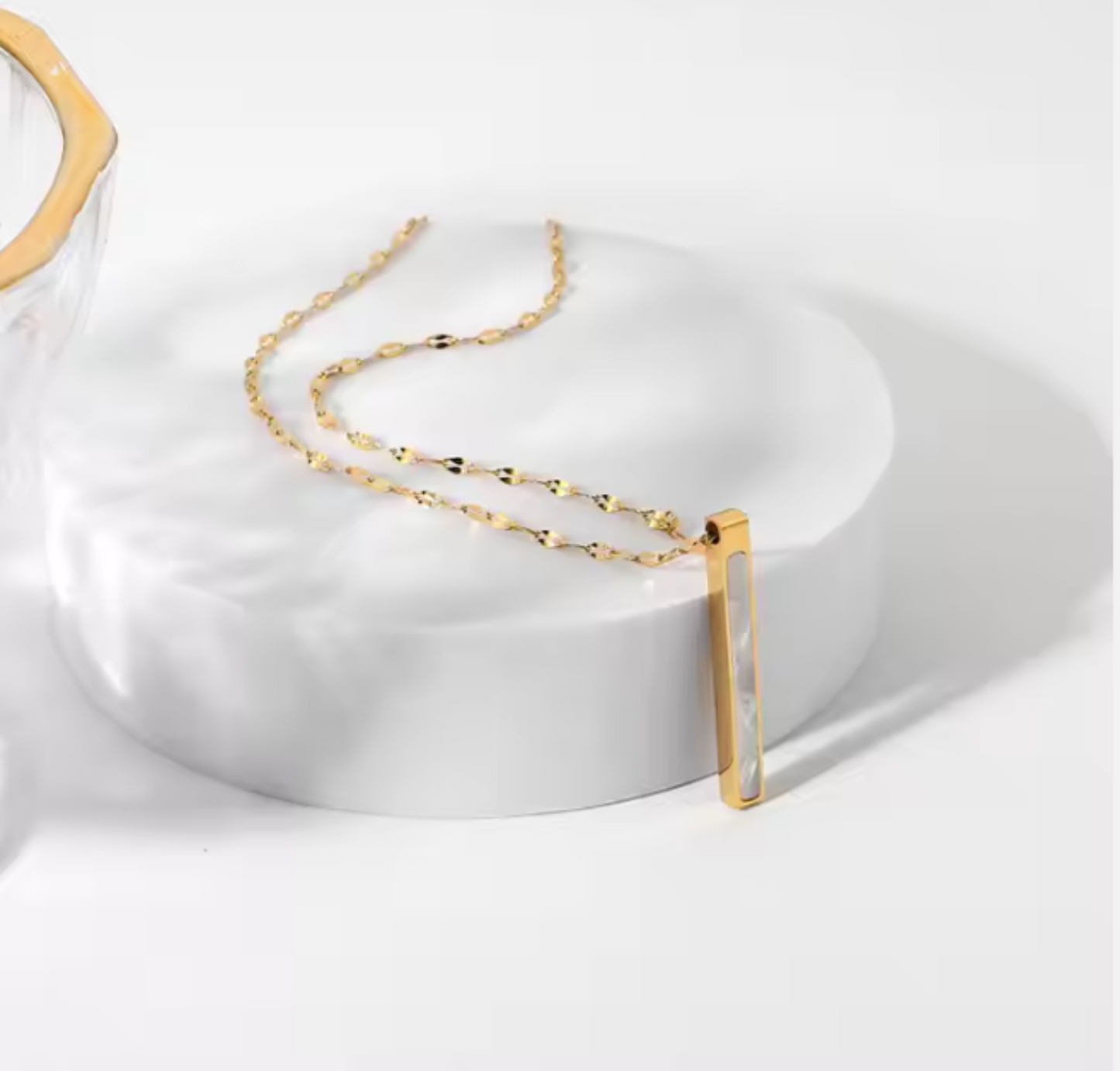 Collier en Acier Inoxydable - Barre Nacrée