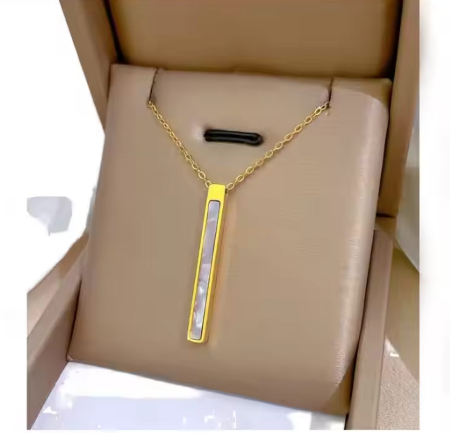 Collier en Acier Inoxydable - Barre Nacrée