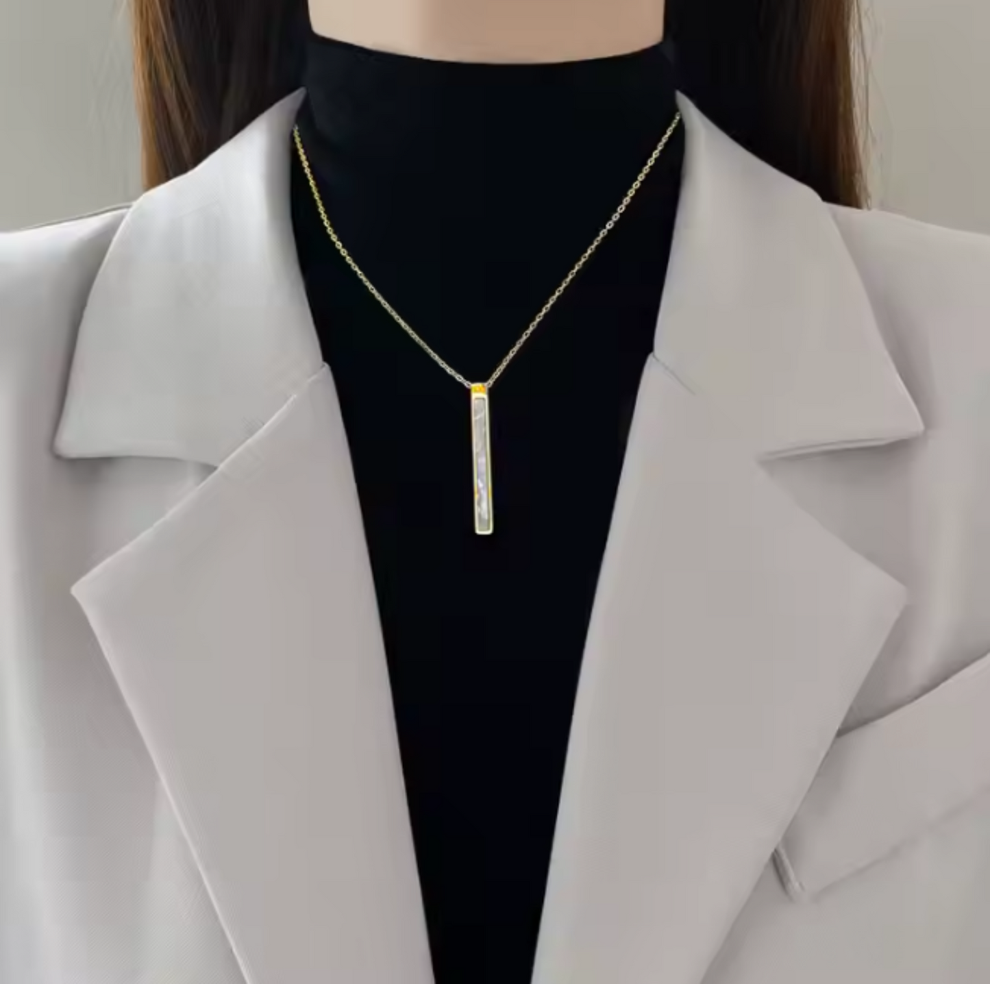Collier en Acier Inoxydable - Barre Nacrée