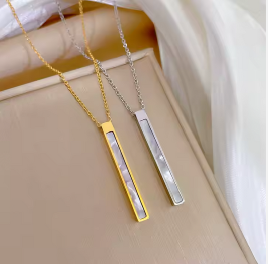 Collier en Acier Inoxydable - Barre Nacrée