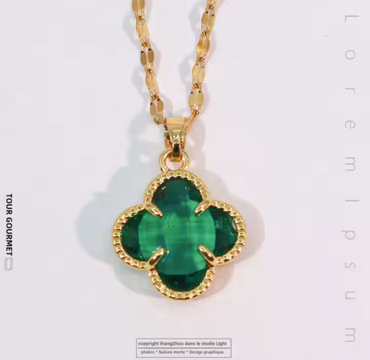 Collier en Acier Inoxydable - Trèfle à Quatre Feuilles