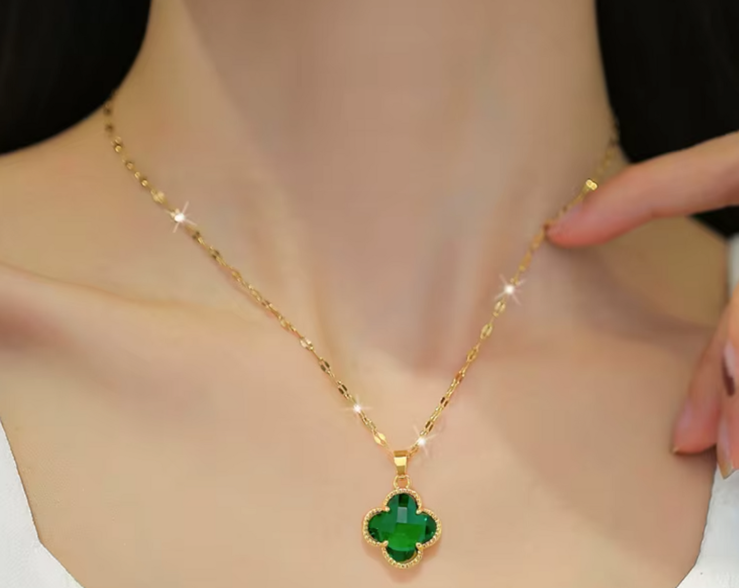 Collier en Acier Inoxydable - Trèfle à Quatre Feuilles