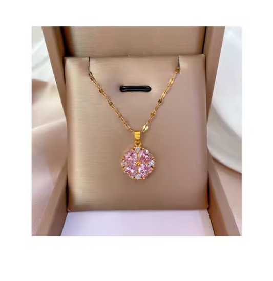 Collier en Acier Inoxydable - Motif Floral