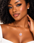 Collier en Acier Inoxydable - Fleur Violette