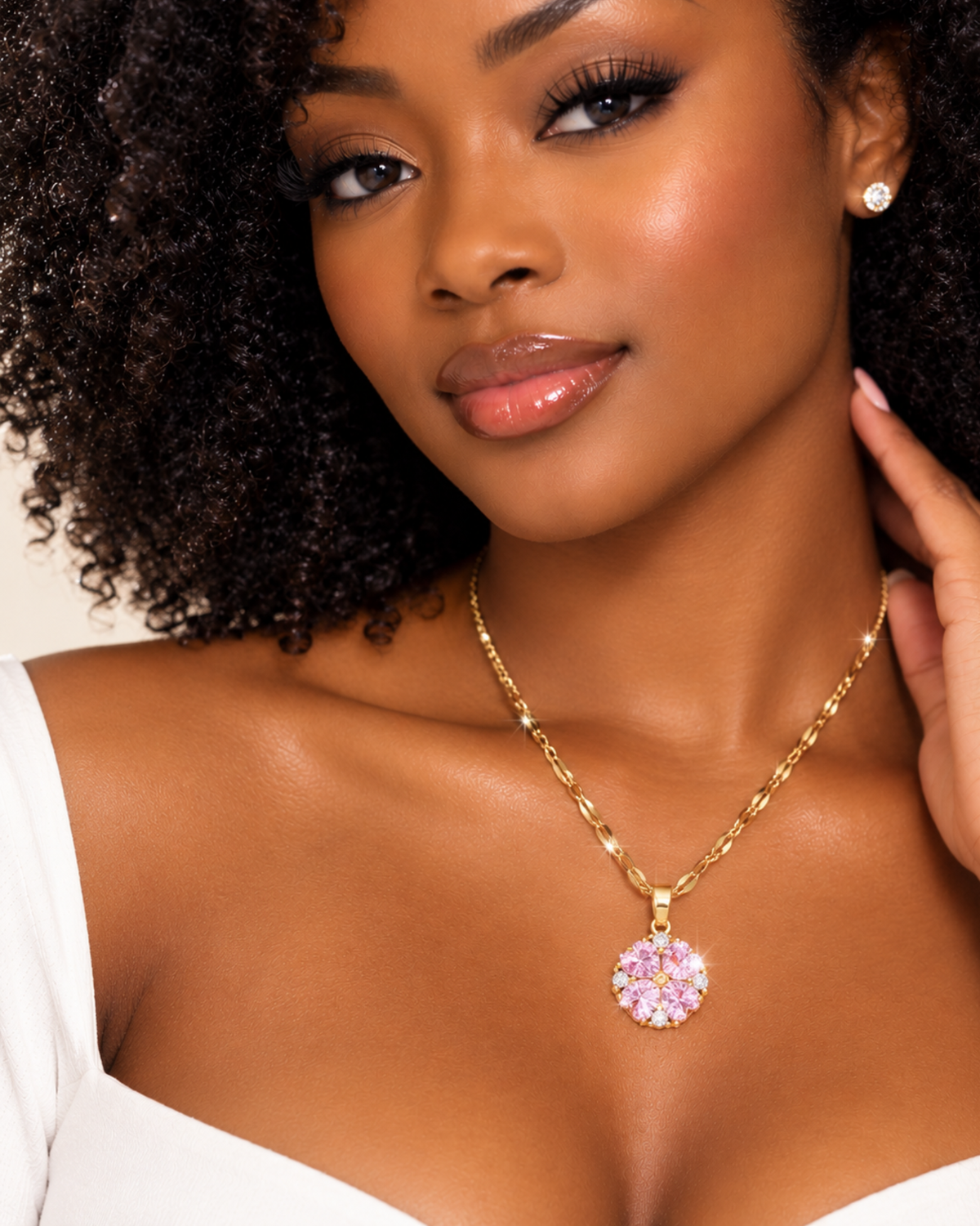 Collier en Acier Inoxydable - Motif Floral