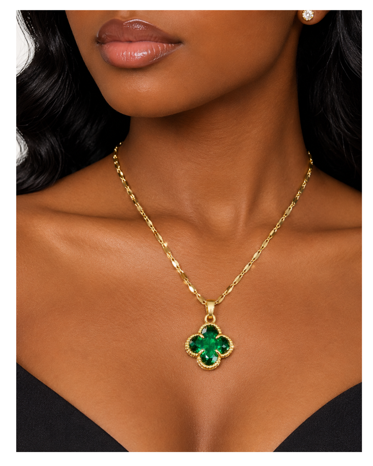 Collier en Acier Inoxydable - Trèfle à Quatre Feuilles